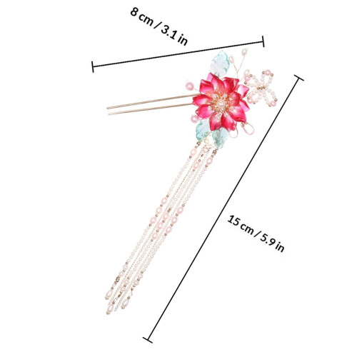 Μεταλλικά chopsticks μαλλιών σε ρετρό στιλ με λουλούδι φούντας για κομψή στήριξη 1