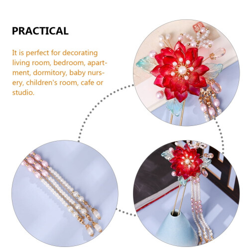 Μεταλλικά chopsticks μαλλιών σε ρετρό στιλ με λουλούδι φούντας για κομψή στήριξη 2