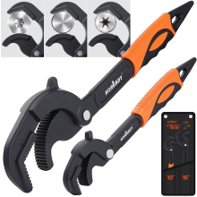 Heavy Duty Pipe Wrench Set, 10” and 15” Self-Adjusting Pipe Wrenches for Plumbin