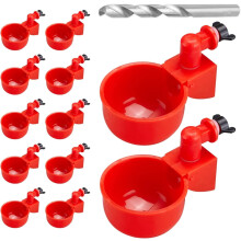 Chicken Waterer, 12-Pack Plastic Chicken Water Cups with 3/8-inch Threaded Drill
