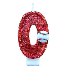Sunxin Baseball Birthday Cake Topper – Red Glitter "2" Candle, Compatible with All Cakes