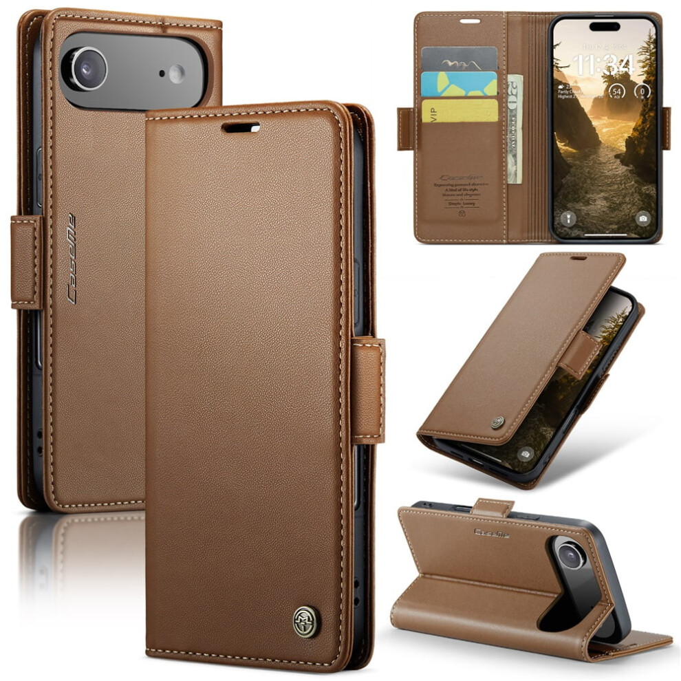 Caseme Leather Wallet Case For Iphone Air Â Rfid Blocking, Magnetic Clasp, Kickstand, Brown 9558633008623