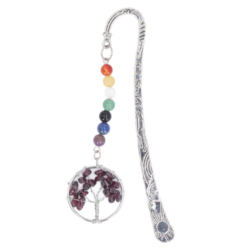 Stone Tree Metal Bookmark 7 Chakra Garnet 1