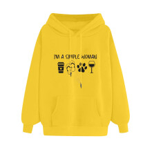 Sudadera con capucha "I'm A Simple Woman" divertida con estampado de café, chanclas, perro y vino, ideal para vacaciones. Sudadera informal para