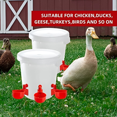 Chicken Waterer, 12-Pack Plastic Chicken Water Cups with 3/8-inch Threaded Drill 1