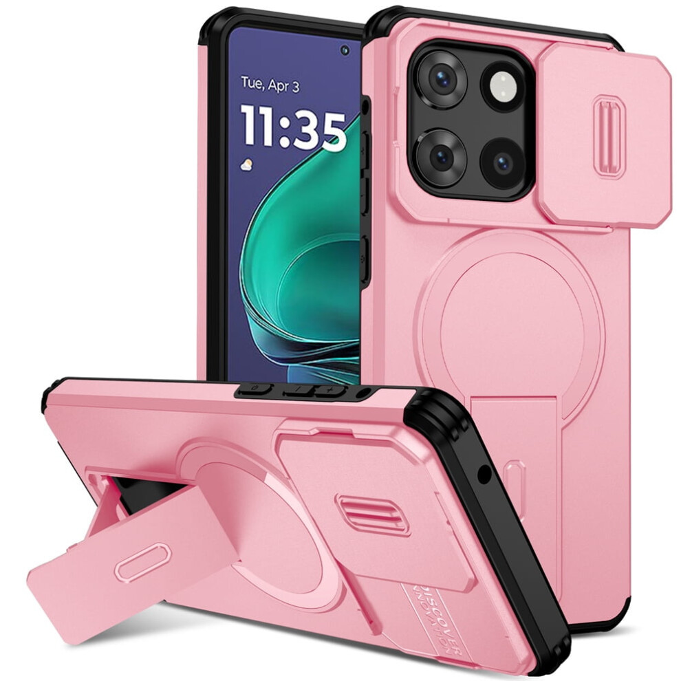 Motorola Moto G Stylus 5G 2025 Case (6.7") Â Magsafe Wireless Charging, Foldable Stand, Sliding Camera Cover, Shockproof & Rugged Pink 9558633008807