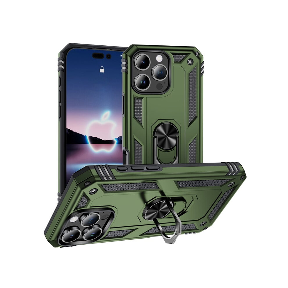 Military Grade Shockproof Iphone 16 Pro Case With Kickstand – Army Compatible With Iphone 16 Pro (6.3") Green 9193271797067
