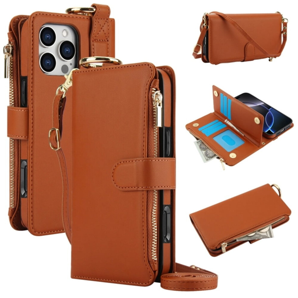 Iphone 16 Pro Max Magnetic Flip Wallet Case Brown 9130661367394
