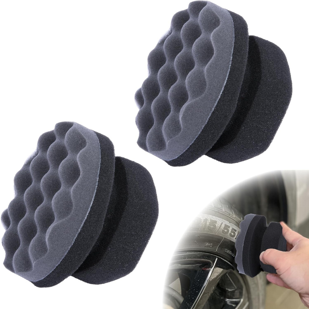 2 Pcs Tire Shine Applicator Pads With Hex Grip Â Reusable Foam Sponges For Tires, Vinyl & Plastic Trim 9558633007947
