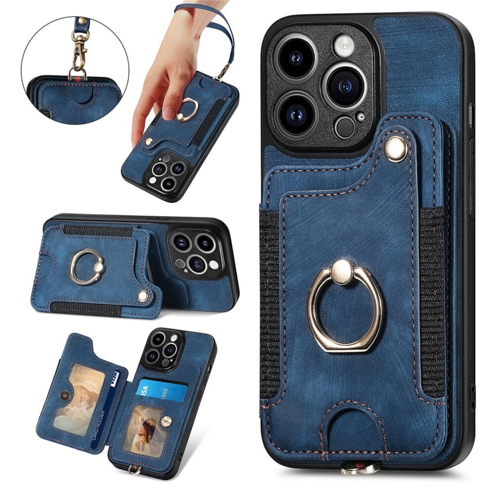 Iphone 14 Pro Max Wallet Case Pu Leather Blue 9336866136210