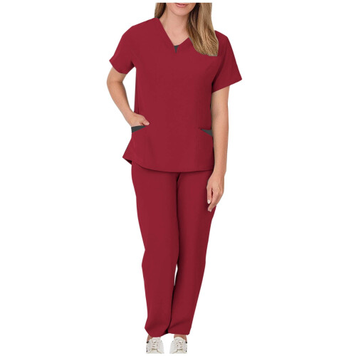 asdoklhq Παντελόνι Jogger Scrubs για Γυναίκες Μονόχρωμο Παντελόνι με Τσέπες και Κορδόνι,