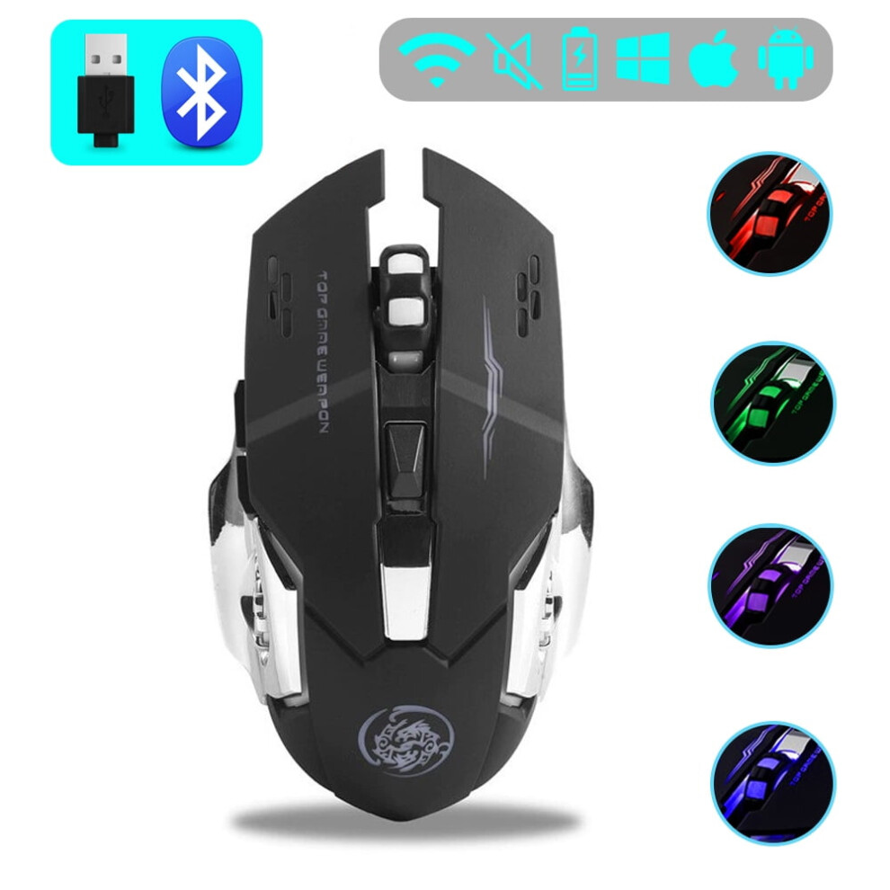 Wireless Gaming Mouse Silent Rechargeable Bluetooth Usb 9130661371247