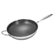 Minkissy 1Pack Honeycomb Grain Stainless Steel Frying Pan Non Stick Easy to Clean Round Design