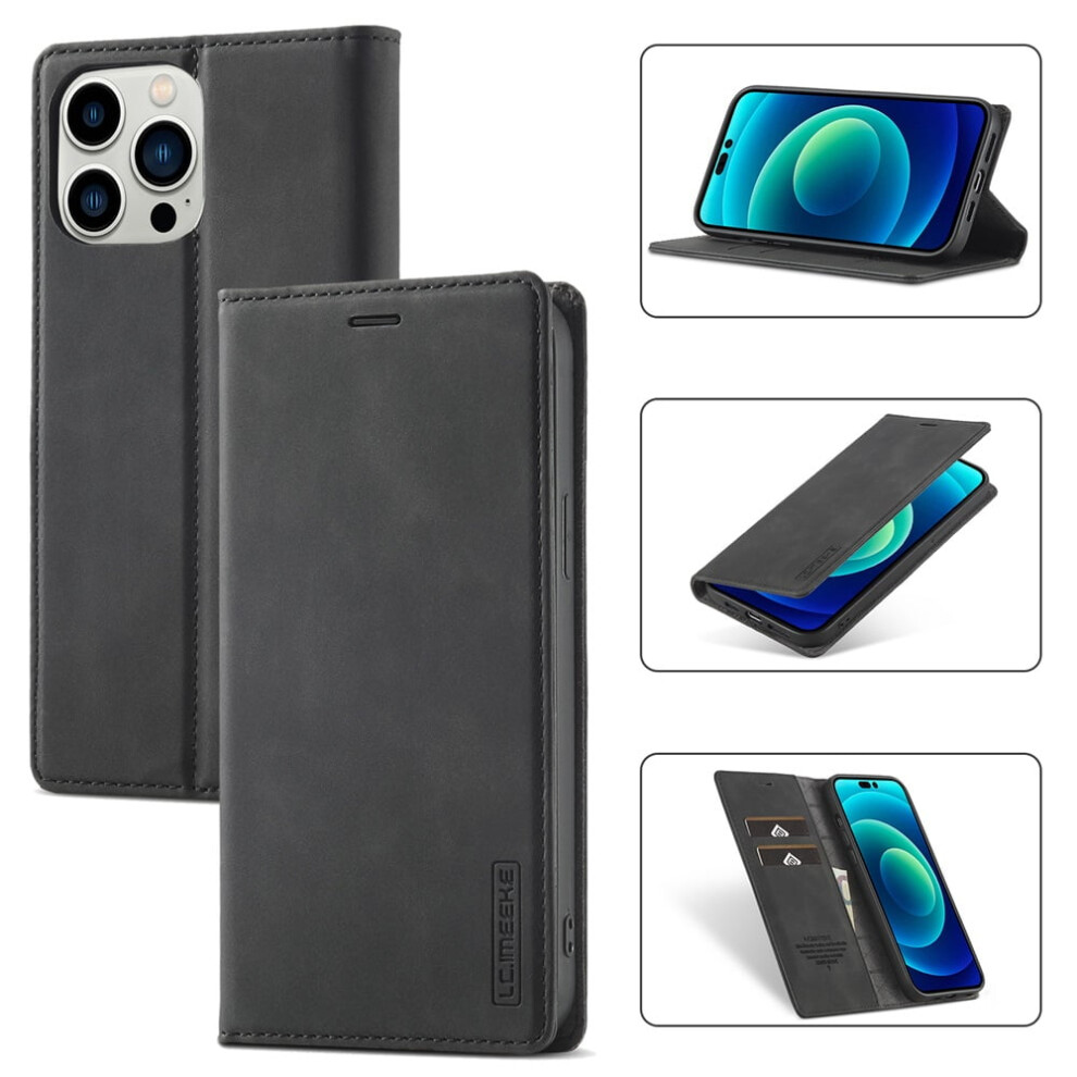 Imeeke Leather Flip Wallet Case For Iphone 14 Pro Black 9418476955242