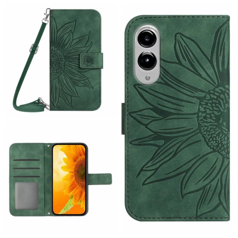 Sunflower Embossed Pu Leather Flip Wallet Case With Magnetic Closure, Card Slots & Hanging Rope For Samsung Galaxy S25 Edge 5G 9193271799337