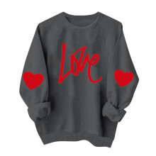 Valentijnssweatshirt voor dames, liefdeshart, cadeau, shirts met lange mouwen, Valentijnspullover, ronde hals, sweatshirts