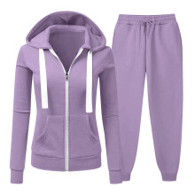 Women's Plus Size Hooded Sweatshirt and Jogger Set Zip-Up Front Loose Fit Casual Two-Piece Comfy and Stylish Athletic Wear