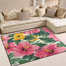 Hibiscus flower rug non-slip large 63" x 48"