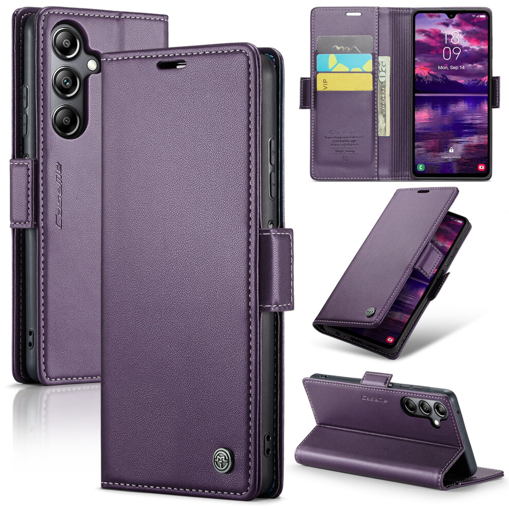 Caseme Leather Wallet Case For Compatible With Samsung Galaxy A05s Â Rfid Blocking, Magnetic Clasp, Kickstand, Purple 9485826597346