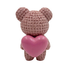 Resin Heart Teddy Bear Figurine Romantic Desk Ornament