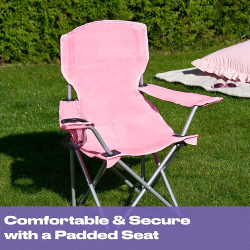 2 Pack Kids Pink Folding Camping Chairs 2