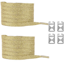 Elastic Glittering Metallic Not Tie Shoelaces for Sneakers Shoe String with Metal Hiding Lock for Students and Adults