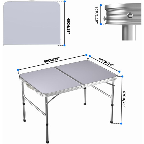 3ft Adjustable Aluminum Folding Table 1