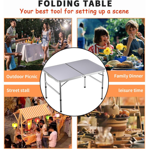 3ft Adjustable Aluminum Folding Table 2