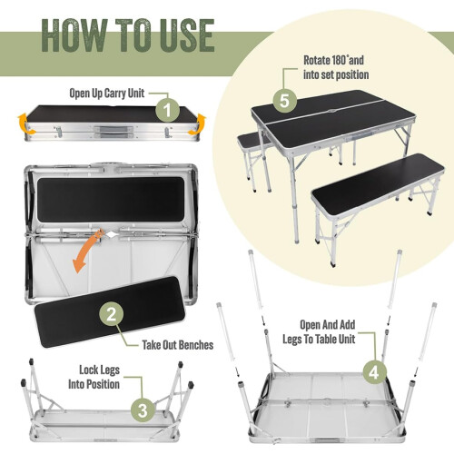 Folding Camping Table and Bench Set 2