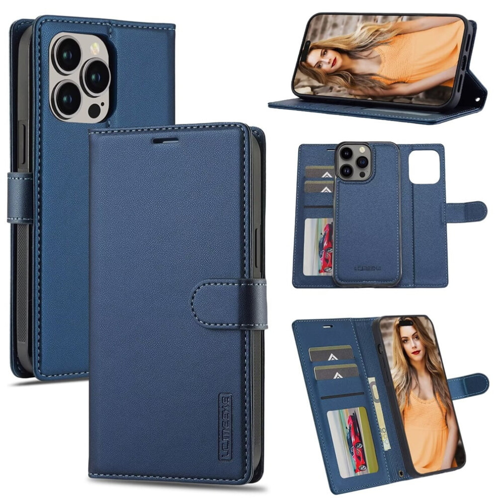 Lc.imeeke 2-In-1 Detachable Wallet Case For Iphone 16 Pro 6.3", Rfid Blocking, Shockproof, Wrist Strap, Â Compatible With Iphone 16 Pro Blue 9130661895095