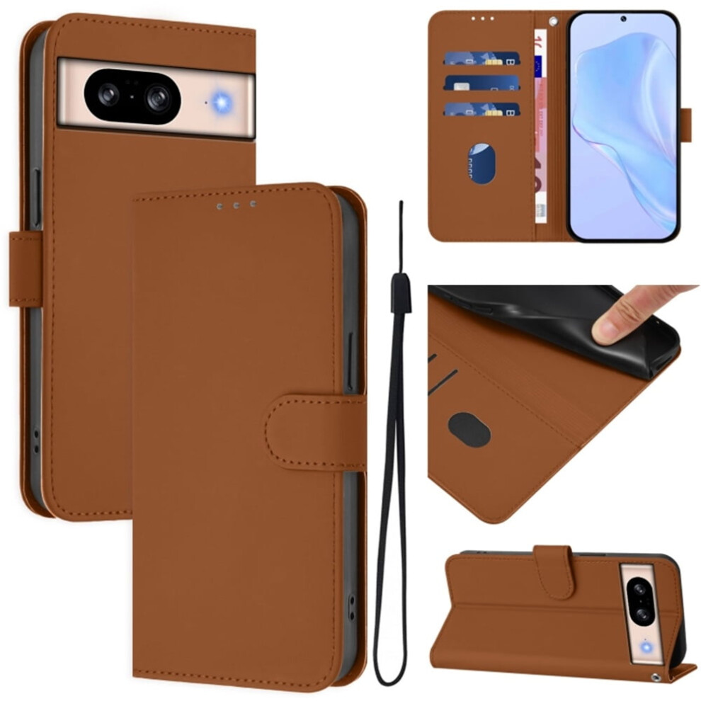 Wallet Case Compatible With Google Pixel 8 Â Pu Leather Magnetic Flip Folio With 3 Card Slots & Wrist Strap, Brown 9170372103386