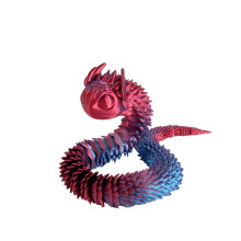 1pc red blue 45cm 3d printed snake joint movable viper, animal model handicraft