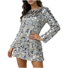 Women's sequin cocktail dress with bell sleeves