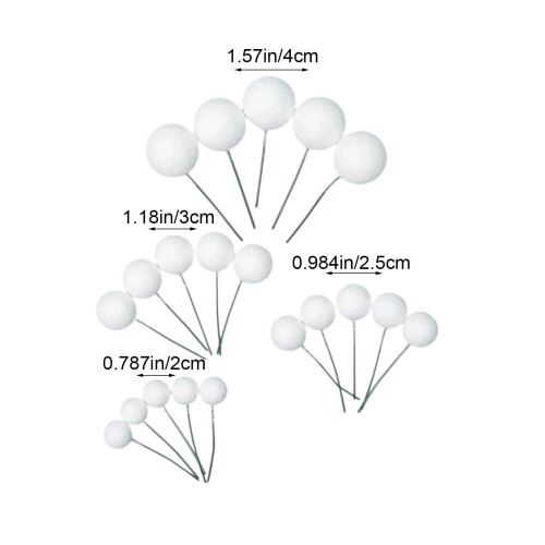 White Glitter Foam Balls Cake Decorations 20 Pieces