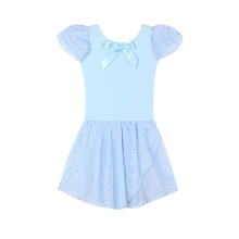 Ballet Leotards for Girls Toddler Dance Leotards Short Short Sleeve Skirt Ballerina Outfits Light Blue 12-13 Years