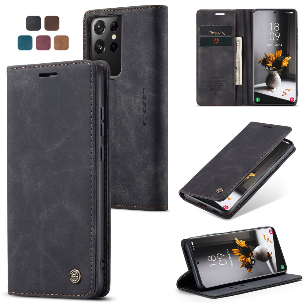 Caseme Leather Flip Wallet Case For Compatible With Samsung Galaxy S21 Ultra 5G—Magnetic Closure, Card Holder, Kickstand, Shockproof 9193271799344