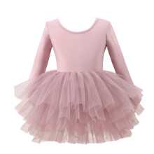 Girls Dance Dress Performance Tutu Skirt Long Sleeve Round Neck Chiffon Ballet Outfit For Ages 3 10 Spring Summer Recital