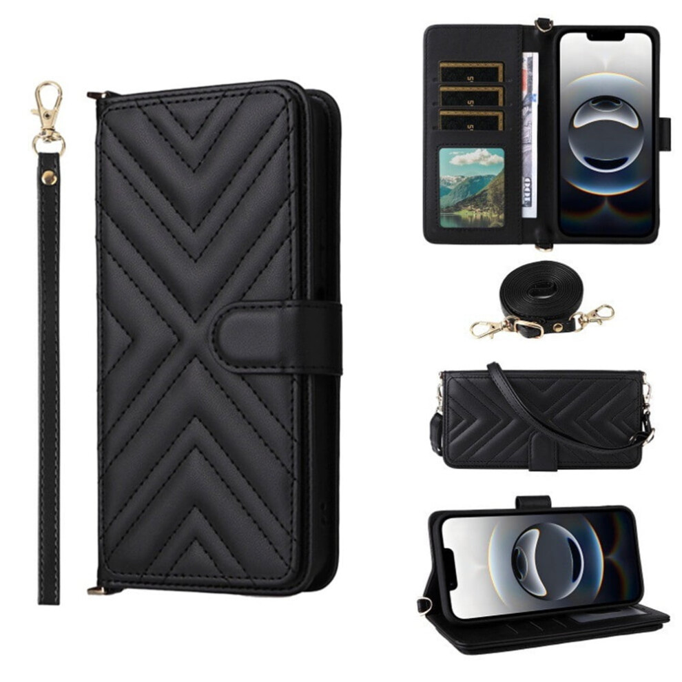 Iphone 16 Pu Leather Wallet Case Magnetic Flip Black 9130661368858