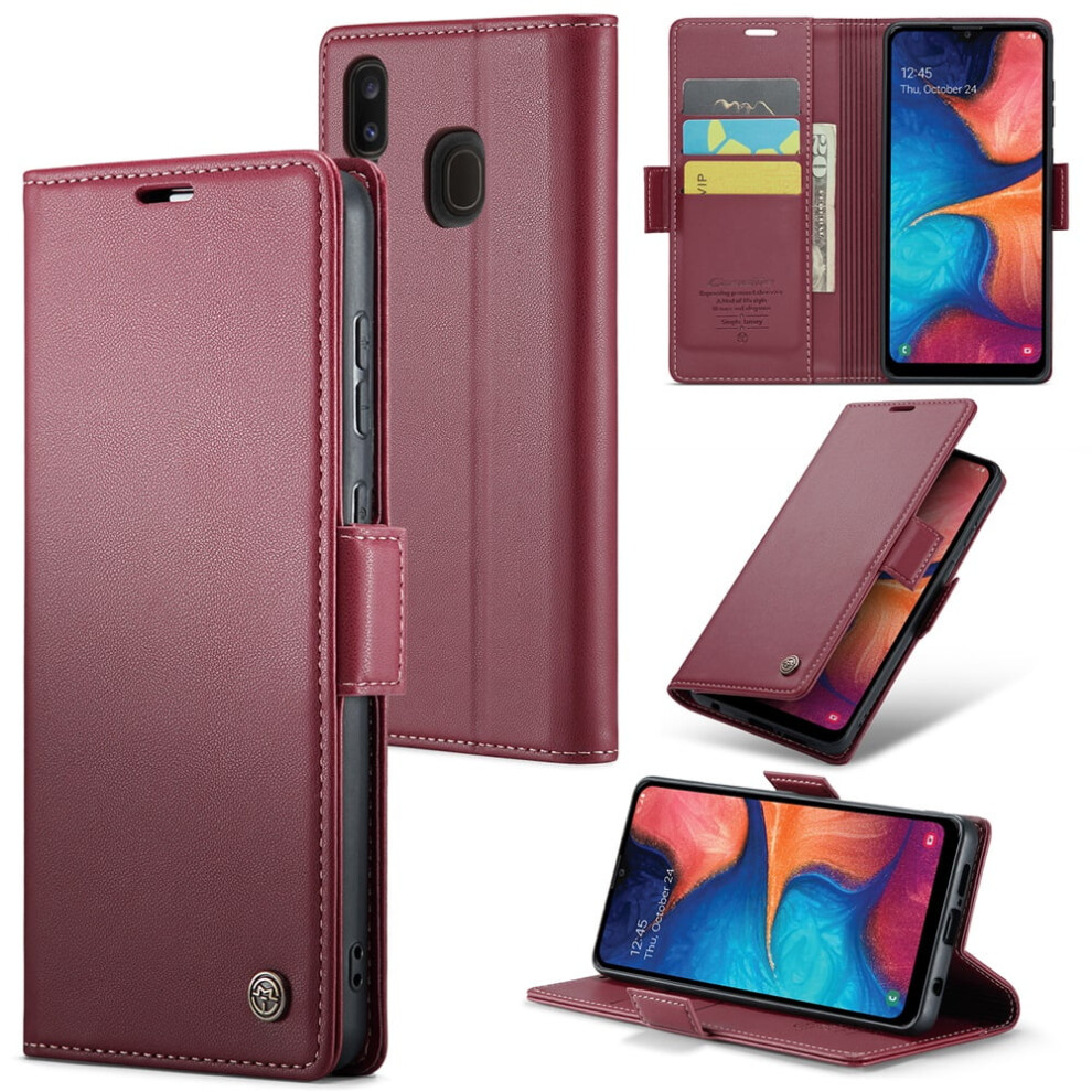 Caseme Leather Wallet Case For Compatible With Samsung Galaxy A20/A30/M10s Â Rfid Blocking, Magnetic Clasp, Kickstand, Wine Red 9418476657931