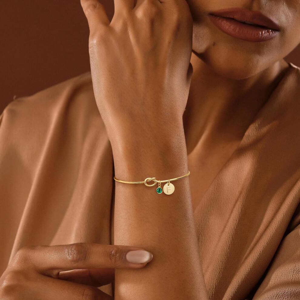 Bangle Initial Birthstone Adjustable Wedding/F