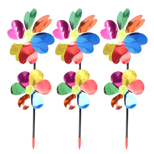3pcs Pinwheels Windmill for Yard Multi-color Garden Decoration