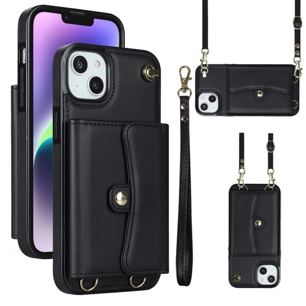 Rfid-Blocking Magnetic Flip Wallet Case For Iphone 13 Â Multi-Card Slots, Detachable Shoulder & Wrist Straps White 9418476658907