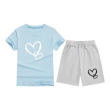Girls 2 Piece Summer Outfits Kids Short Sleeve T-Shirts and Elastic Waist Shorts Clothing Sets Light Blue 8-9 Years