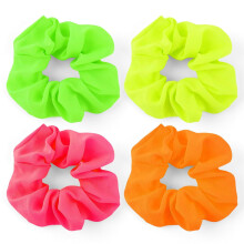 8 Pack Neon Scrunchies – Bright 80s-Style Hair Ties, Elastic Ponytail Bands for Women & Girls, Party Accessories