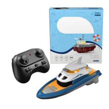 1/144 Scale Mini RC Tugboat, 2.4GHz RC Boat with LED Lights, USB-Charged Remote Control Yacht for Lakes Rivers (B)