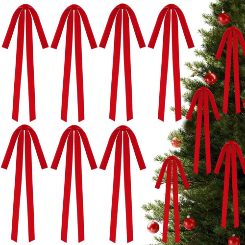 Laços de Natal de veludo, 23,5 x 15,5 polegadas (60 x 39 cm), 12 peças