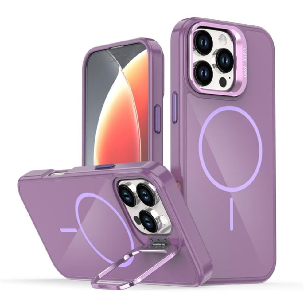 Slim Frosted Iphone 16 Pro Case With Magsafe, Metal Camera Ring, Kickstand & Shockproof Tpu Â Purple 9418476659850