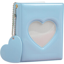 3" Mini Kpop Photo Album Binder, 32-Pocket Heart-Hollow Photocard Holder with Love Heart Pendant – Compatible with Standard Photocards
