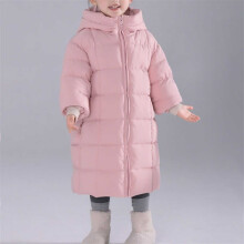 Girls Thickened Hooded Winter Coat Windproof Warm Parka Mid-Length Insulated Jacket Nylon-Spandex 4-12Y