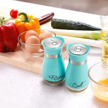 and Pepper Shakers Set Glass Bottom Pepper Shaker with Stainless Lid for Kitchen Cooking Table Rv Camp Bbq Refillable Design, Light Blue